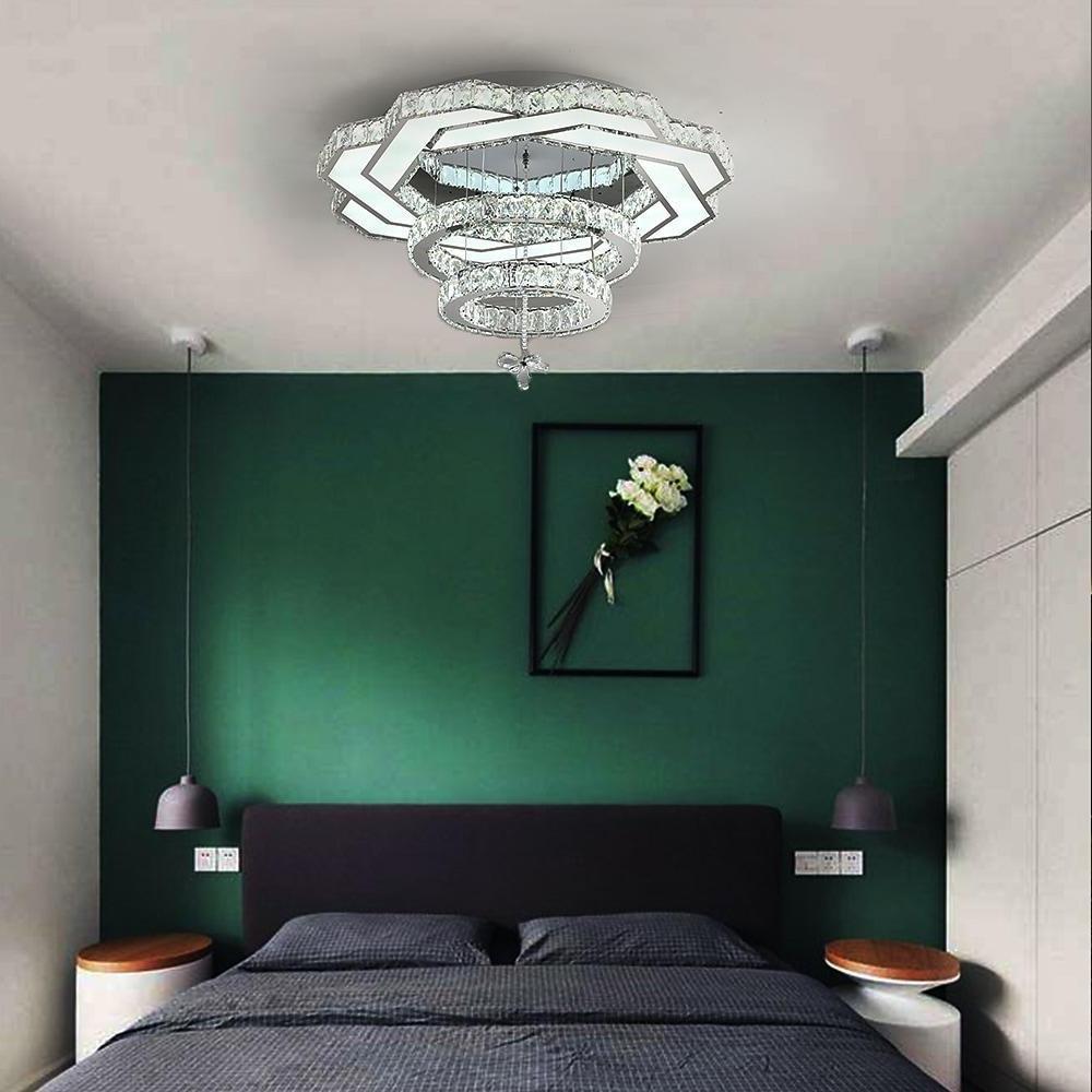 Ambient Crystal Led Flush Mount Light 20 24 31 Gold Or Silver