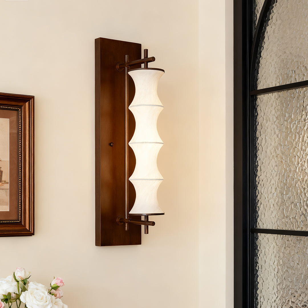 Bamboo Node Silk Wall Sconce in Walnut Finish – Warm LED Accent Light