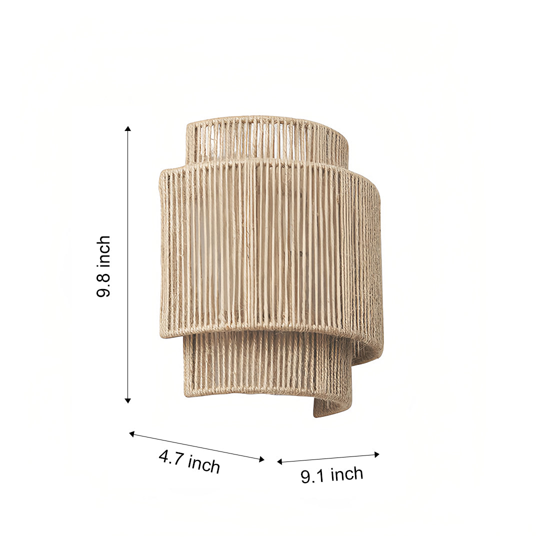 Wabi-Sabi Wall Sconce with Natural Hemp Rope Accent