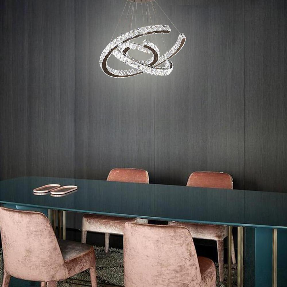 Lumina Wave Crystal LED Chandelier in Stainless Steel