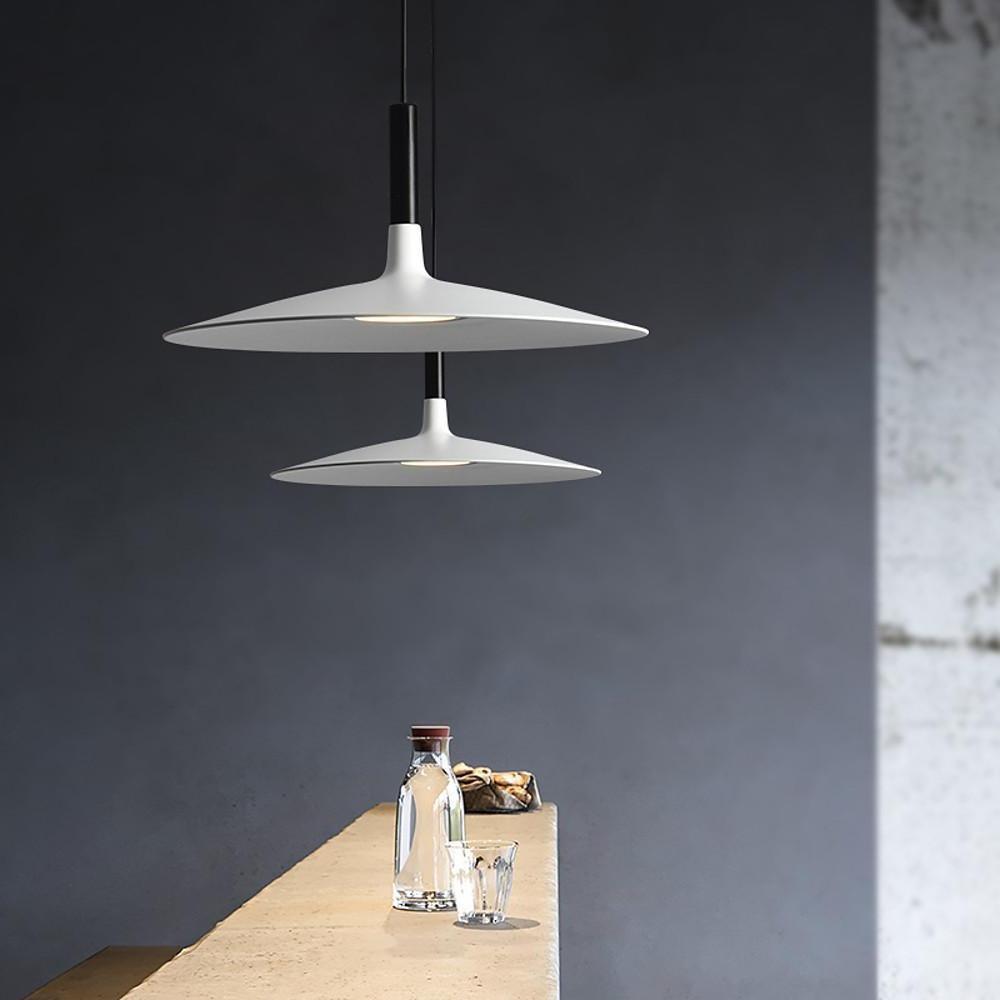 Nordic Flat Dish LED Pendant Light – Minimalist Ceiling Hanging Lamp