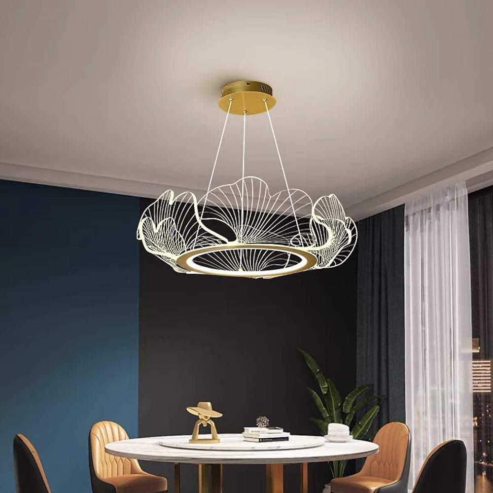 Sea Inspired Elegant Wave Round Acrylic Chandelier With Gold Finish 33Inch Wide Led Ceiling Light