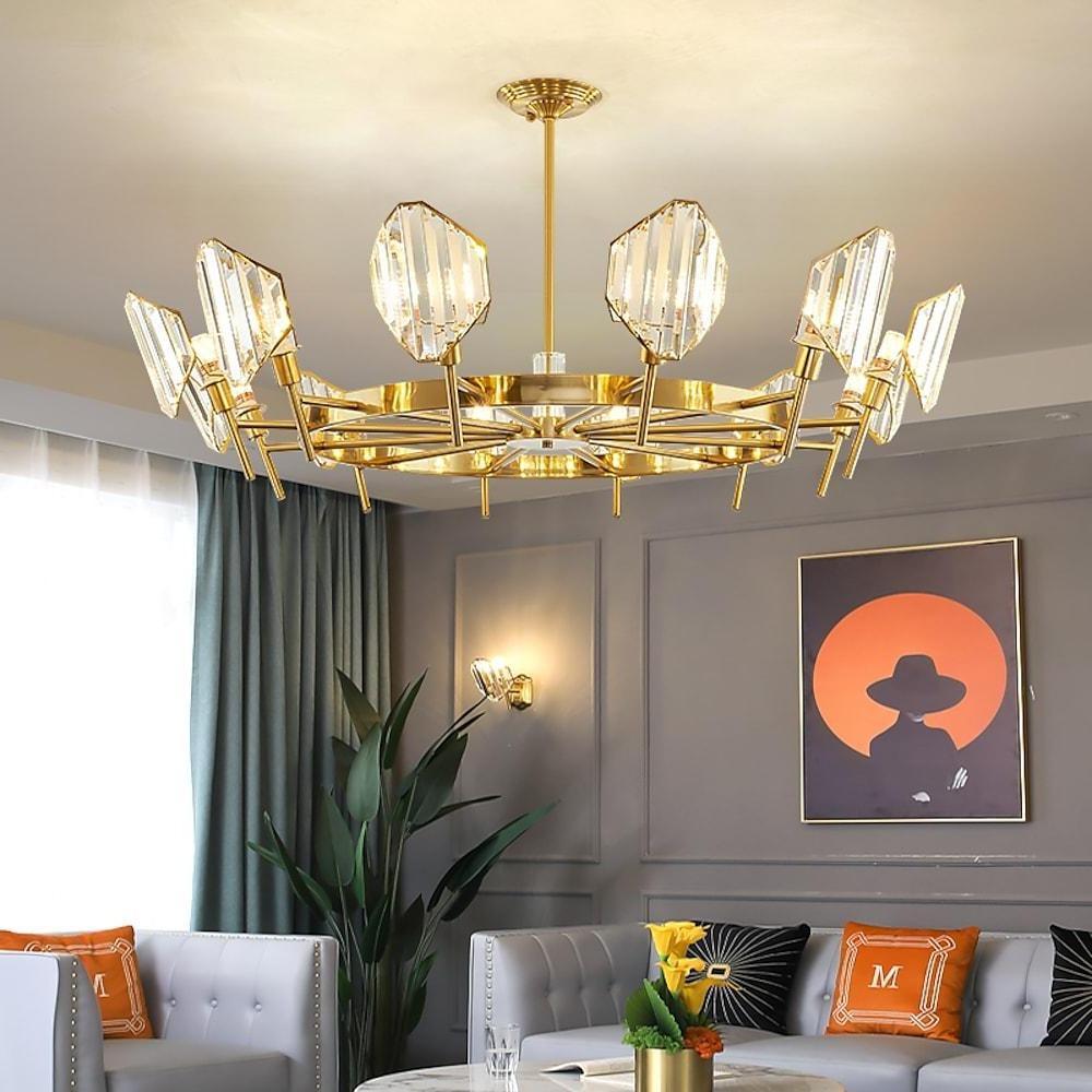 Lumière Ring Crystal Chandelier in Gold Brass – Modern Ceiling Light