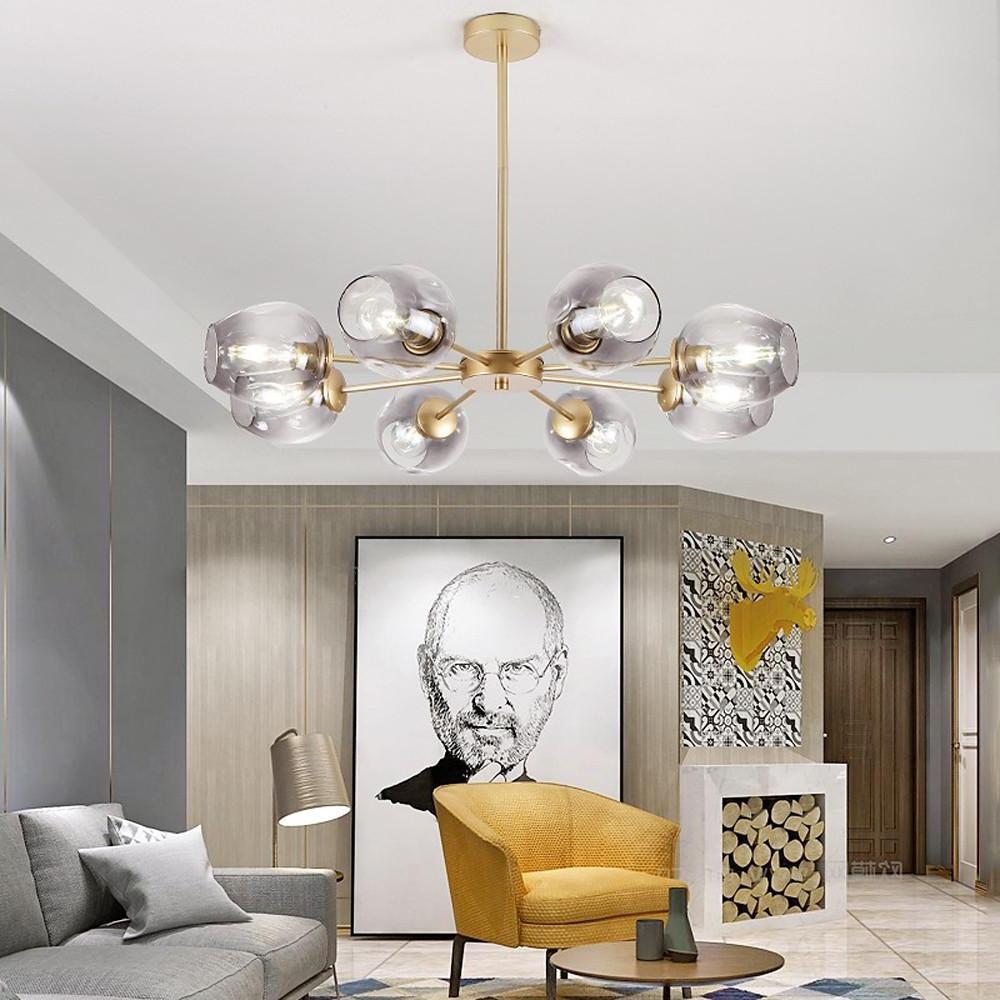 Aurelia Glass Globe Sputnik Chandelier – Nordic LED Ceiling Light
