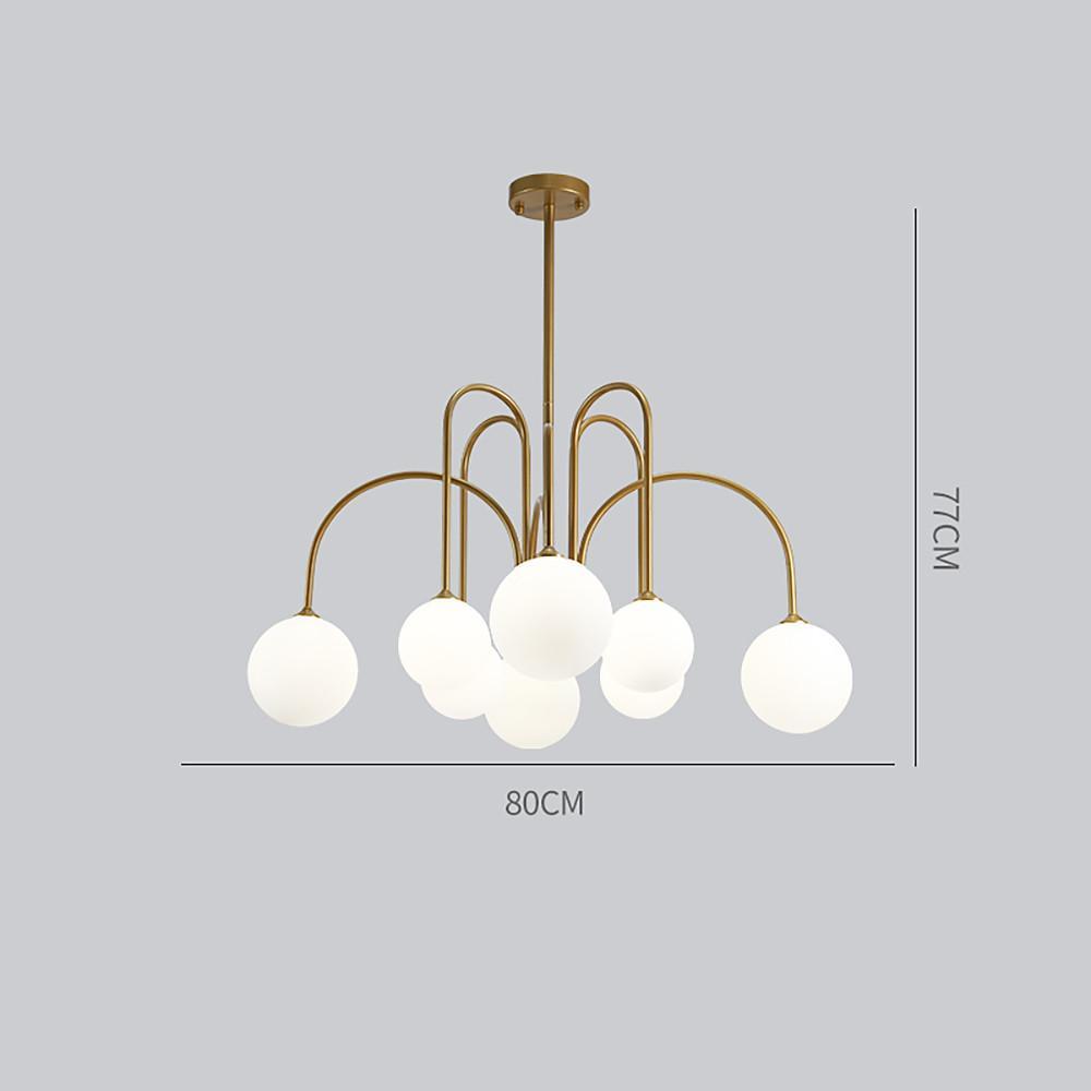 Sputnik Multi Light White Ball Glass Shade Pendant Lights Gold Black Curved Linear Chandelier 1