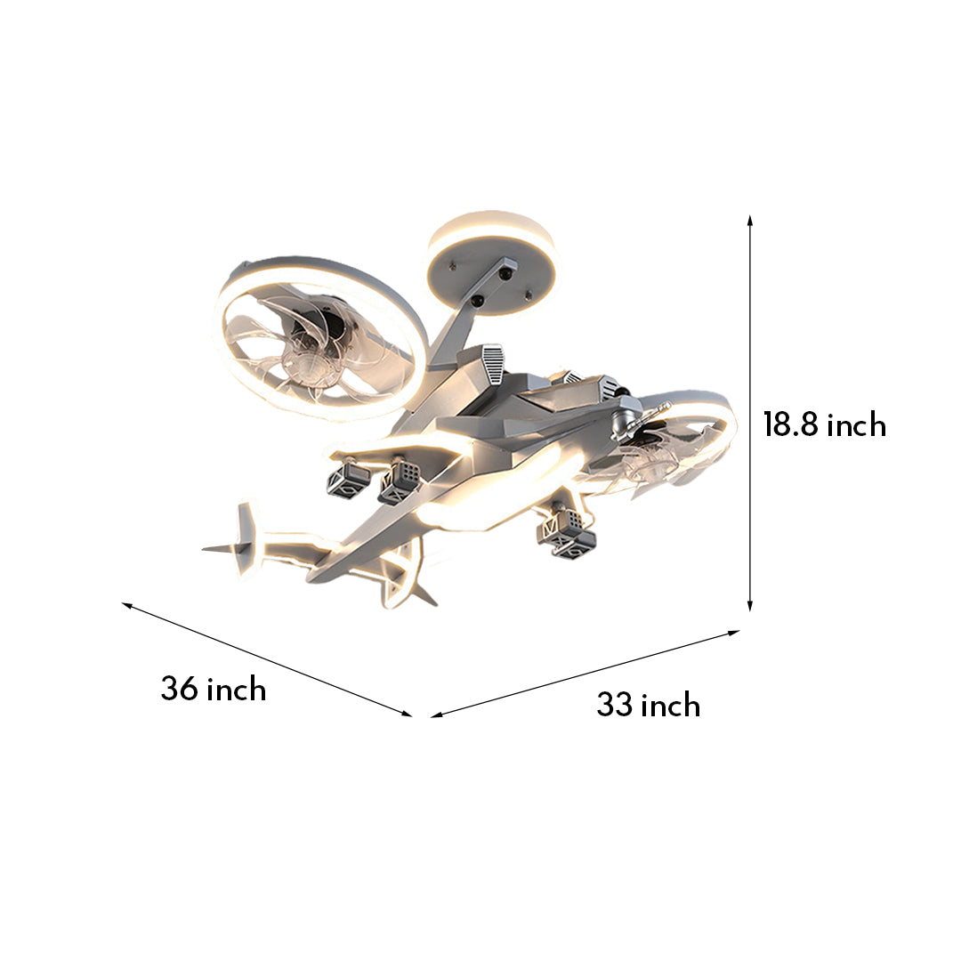 Aviator LED Ceiling Fan with Full Spectrum Light for Kids' Rooms
