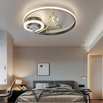 Round Flush Mount Ceiling Fan with LED Light and Remote – Modern Kids Room Fan in Black or Gold