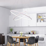 Modern Led Chandelier Minimalist 2 Ring Geometric Lights With Adjustable Height