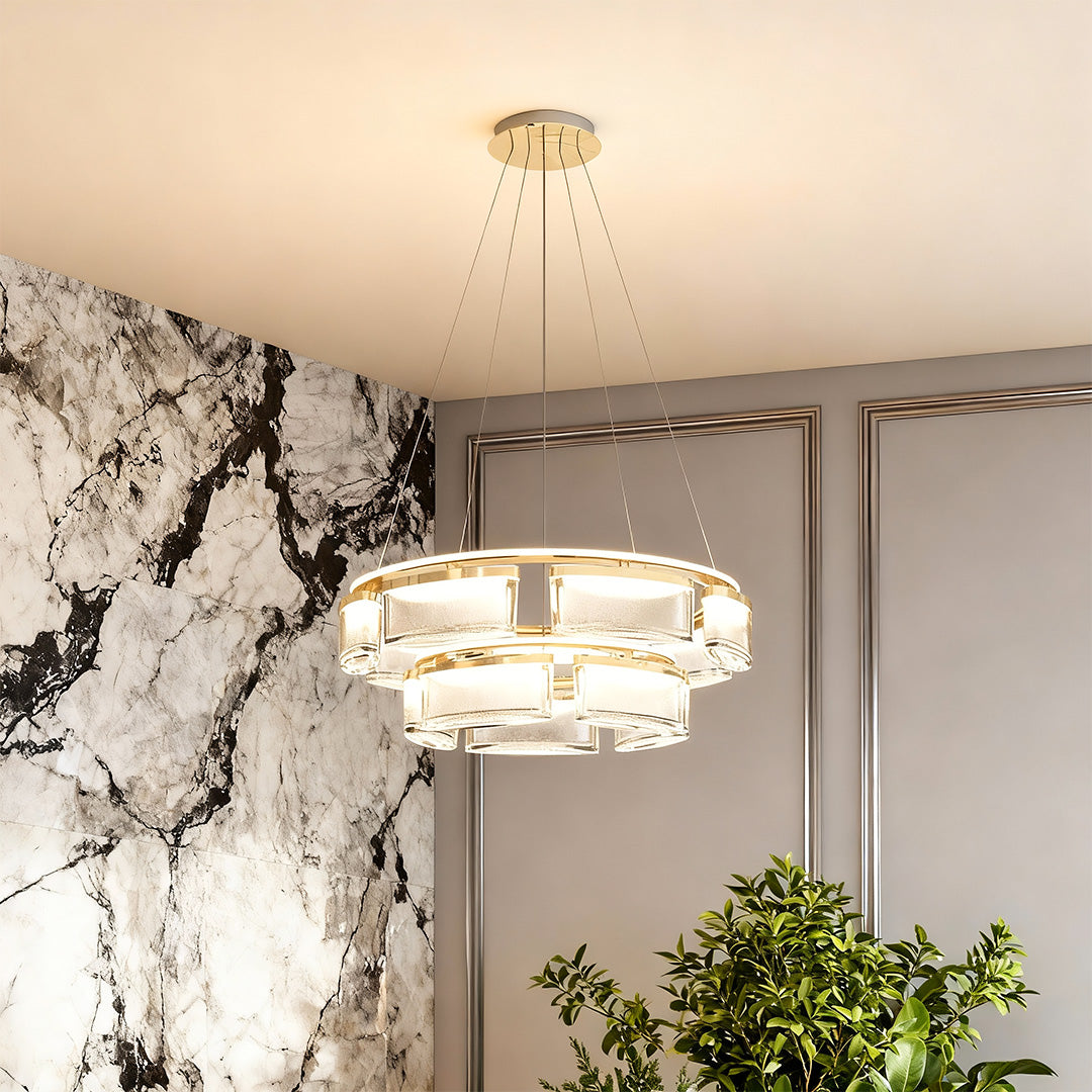 Lumina Crystal Chandelier in Gold Aluminum for Grand Interiors