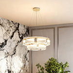 Lumina Crystal Chandelier in Gold Aluminum for Grand Interiors