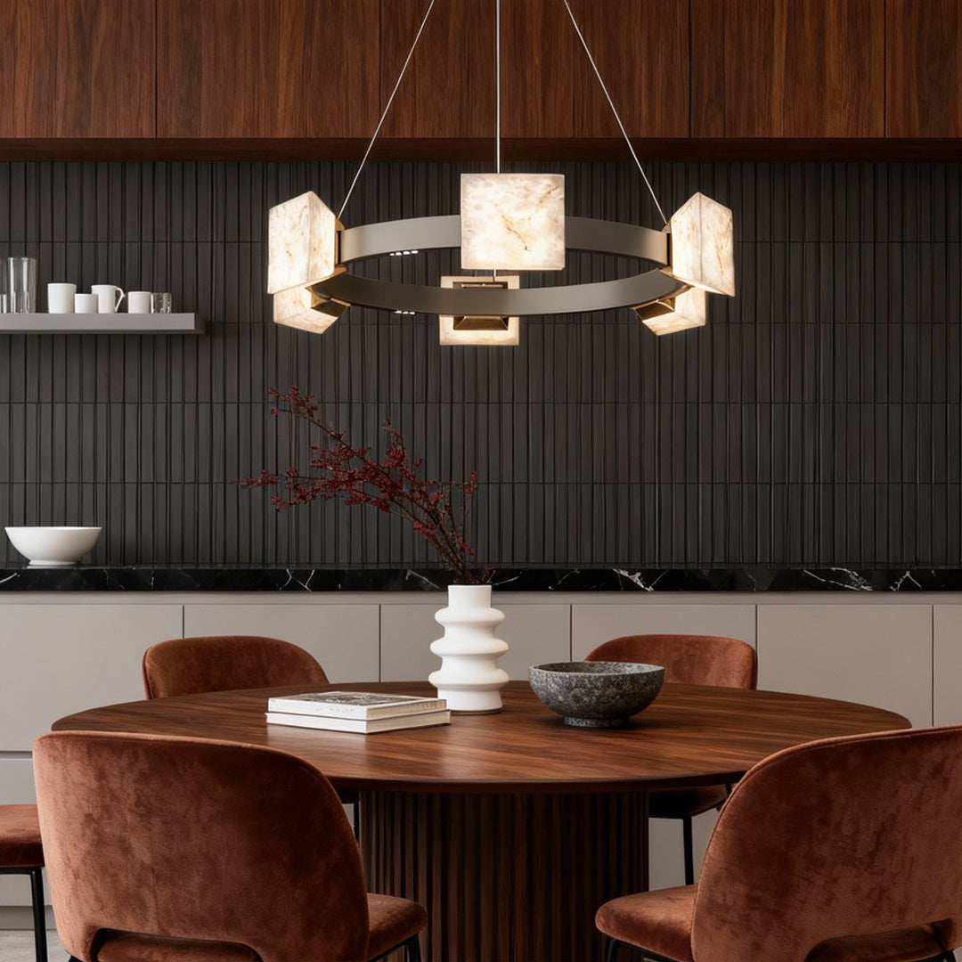 Modern Cloud Stone Kitchen Island Chandelier with Gold Aluminum Frame