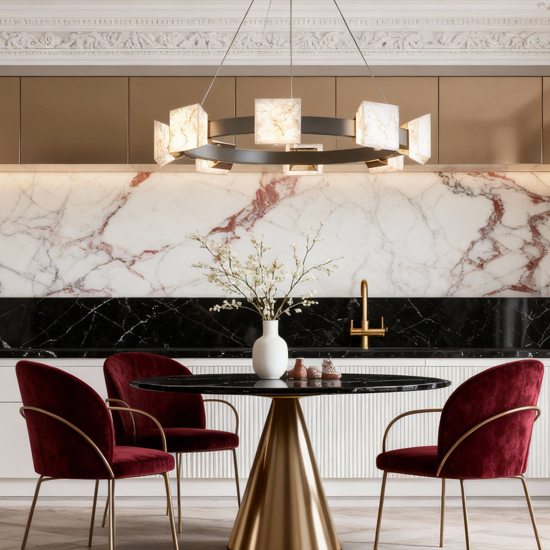 Modern Cloud Stone Kitchen Island Chandelier with Gold Aluminum Frame