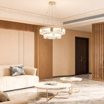 Lumina Crystal Chandelier in Gold Aluminum for Grand Interiors