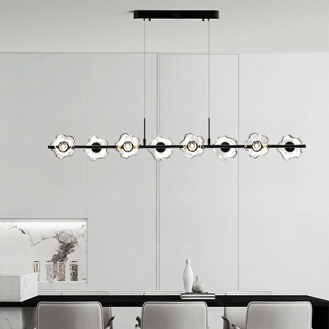 Linear LED Pendant Light in Black or Gold, Modern Nordic Chandelier for Dining and Living Spaces