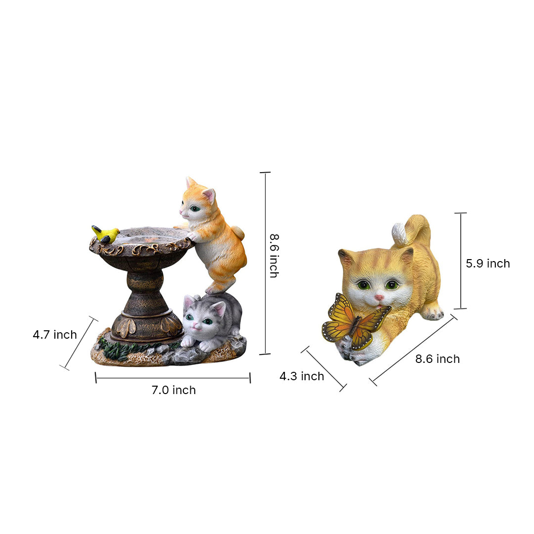 Handcrafted Resin Cat Solar Garden Lights with Warm LED Glow