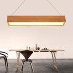 Modern Farmhouse Wood LED Rectangular Chandelier for Dining Room