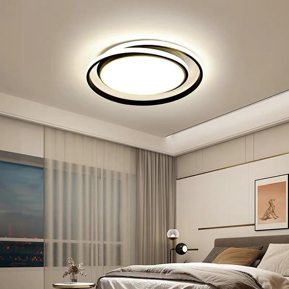Lumina Circle LED Flush Mount Ceiling Light in Black and Gold for Modern Bedrooms