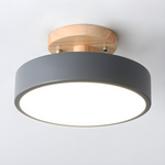 Round Semi Flush Wooden Ceiling Light