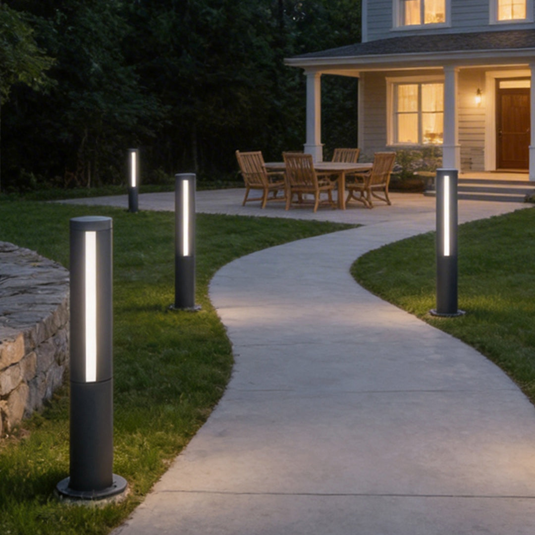 Modern Landscape Bollard Light with Warm LED Glow for Pathways and Courtyards