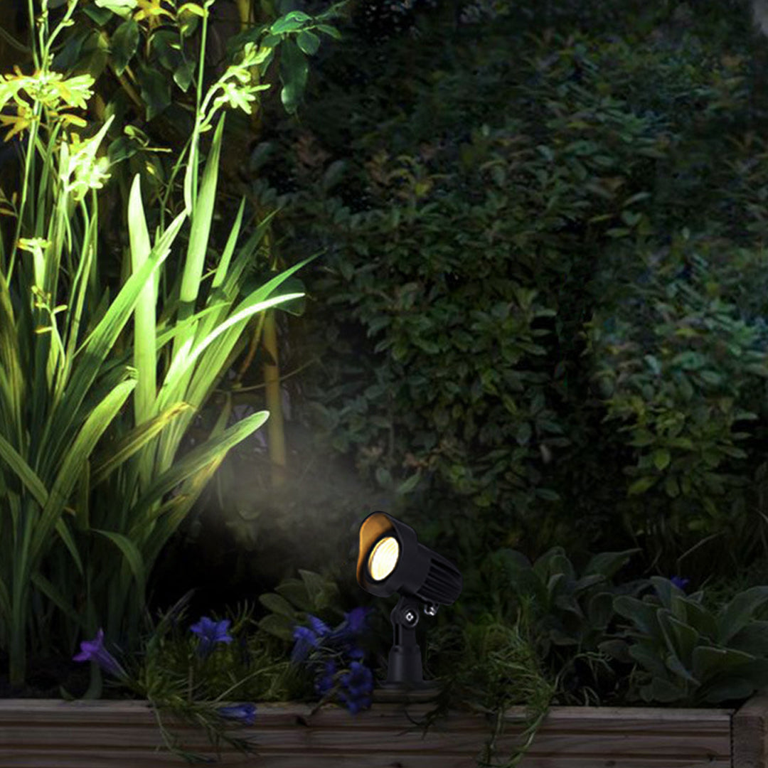 Modern Outdoor Spotlight in Sand Gray Aluminum with Warm 3000K LED