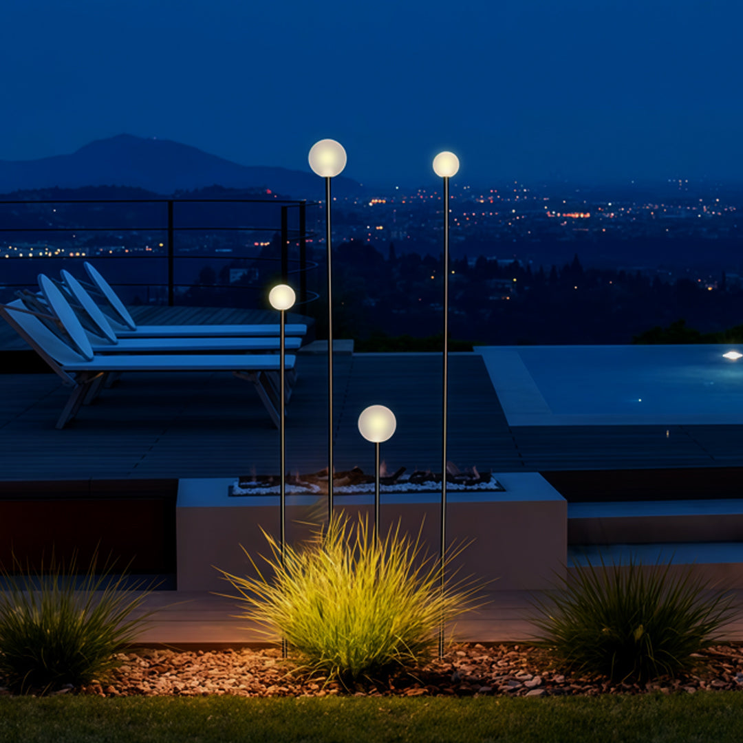 Reed Ball LED Pathway Light – Modern Landscape Lighting in Nickel