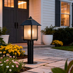 Aurea Copper Path Light with Glass Shade for Garden Walkways