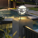 Solar Globe Pillar Light in Stainless Steel for Gate and Garden