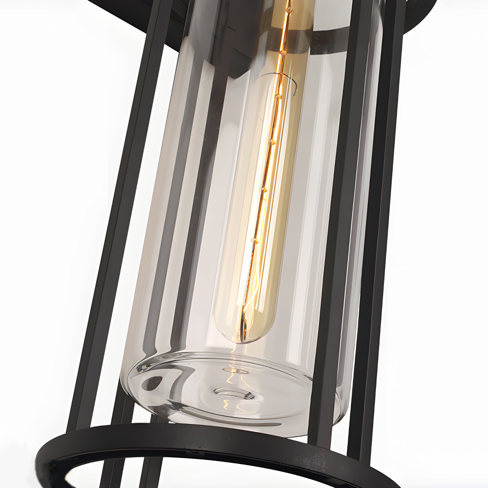 Black Outdoor Wall Sconce with Clear Glass Shade – Waterproof Aluminum LED Light