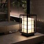 Modern Japanese Outdoor Lantern in Graphite Steel with Warm LED Glow