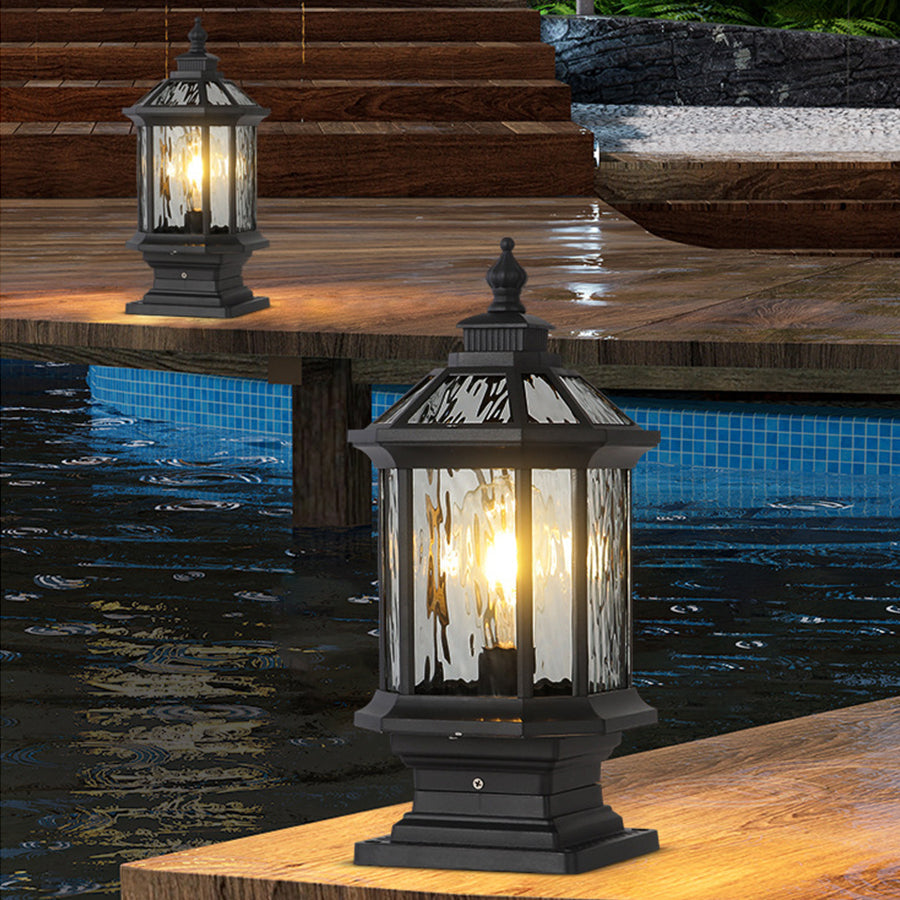 European Vintage Lantern Post Light for Outdoor Pathways and Courtyards