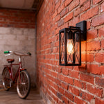 American Black Iron Lantern Wall Sconce for Vintage Industrial Interiors