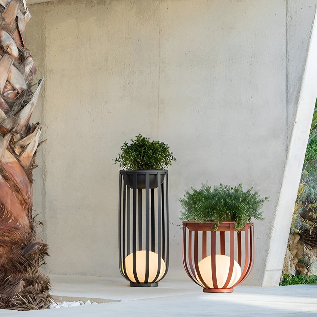 Industrial Solar Outdoor Led Floor Lantern Lamp With Tray