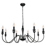Black Candle Chandelier with Adjustable Chain Ceiling Light