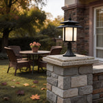 Modern Outdoor Pillar Light in Black Aluminum with Clear Glass Shade