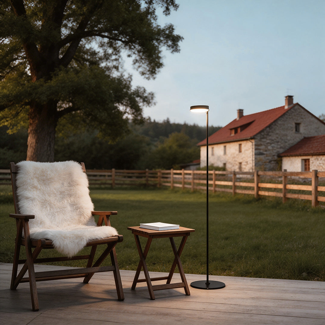 Modern Minimalist Outdoor Floor Lamp – Black Waterproof LED Garden Light