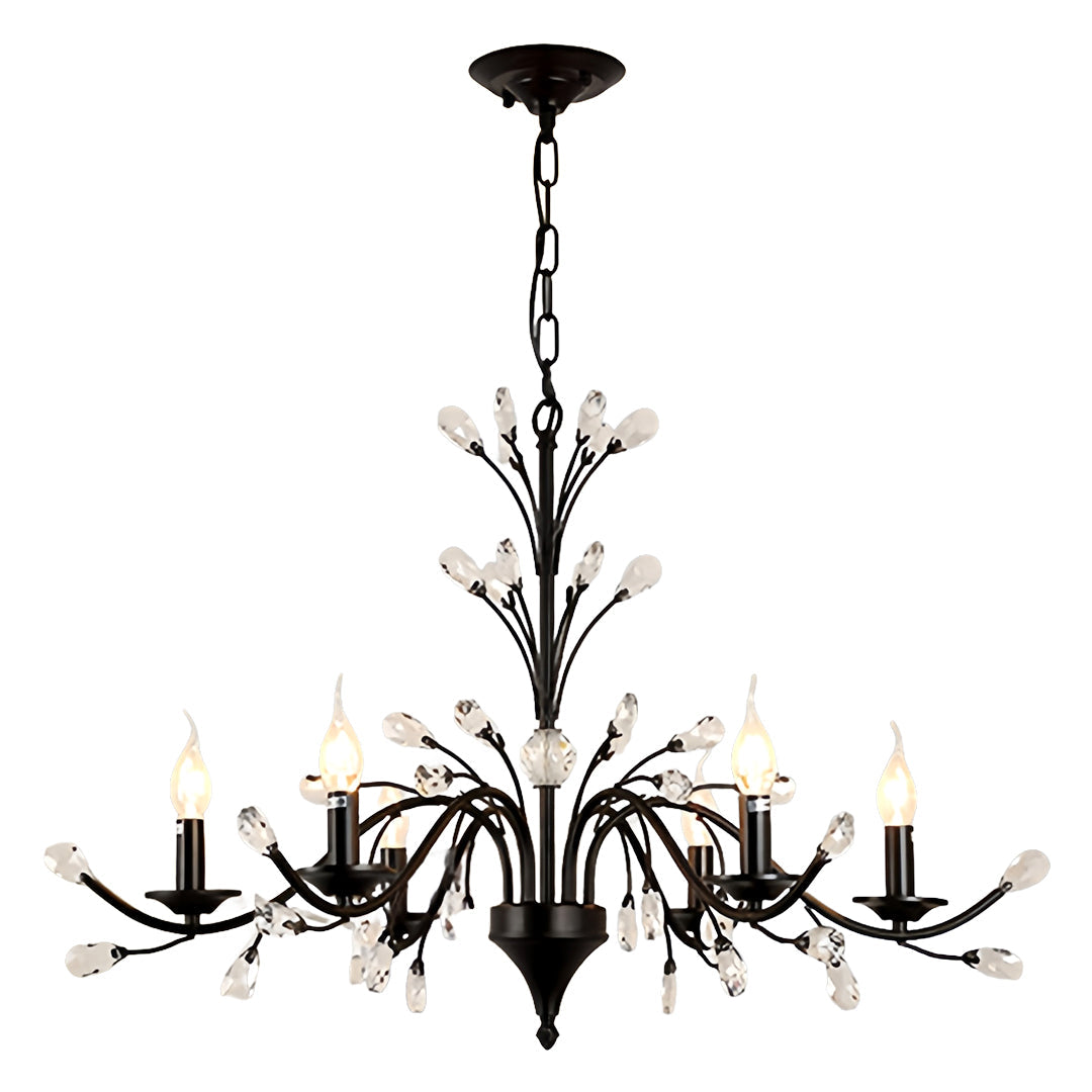 Lumière Cascade Crystal Candle Chandelier with LED Candelabra Bulbs