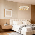 Aurelia Crystal Chandelier – Layered Gold Aluminum & LED Hanging Light
