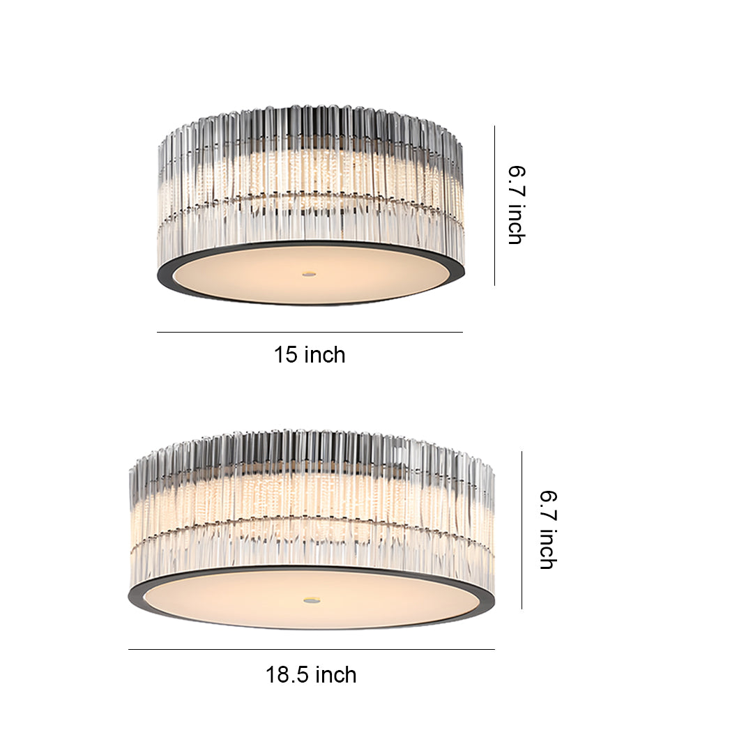 Lumina Crystal Flush Mount Ceiling Light in Black and Glass