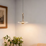 Crystal Pendant Light with Champagne Gold Frame, Adjustable LED Chandelier