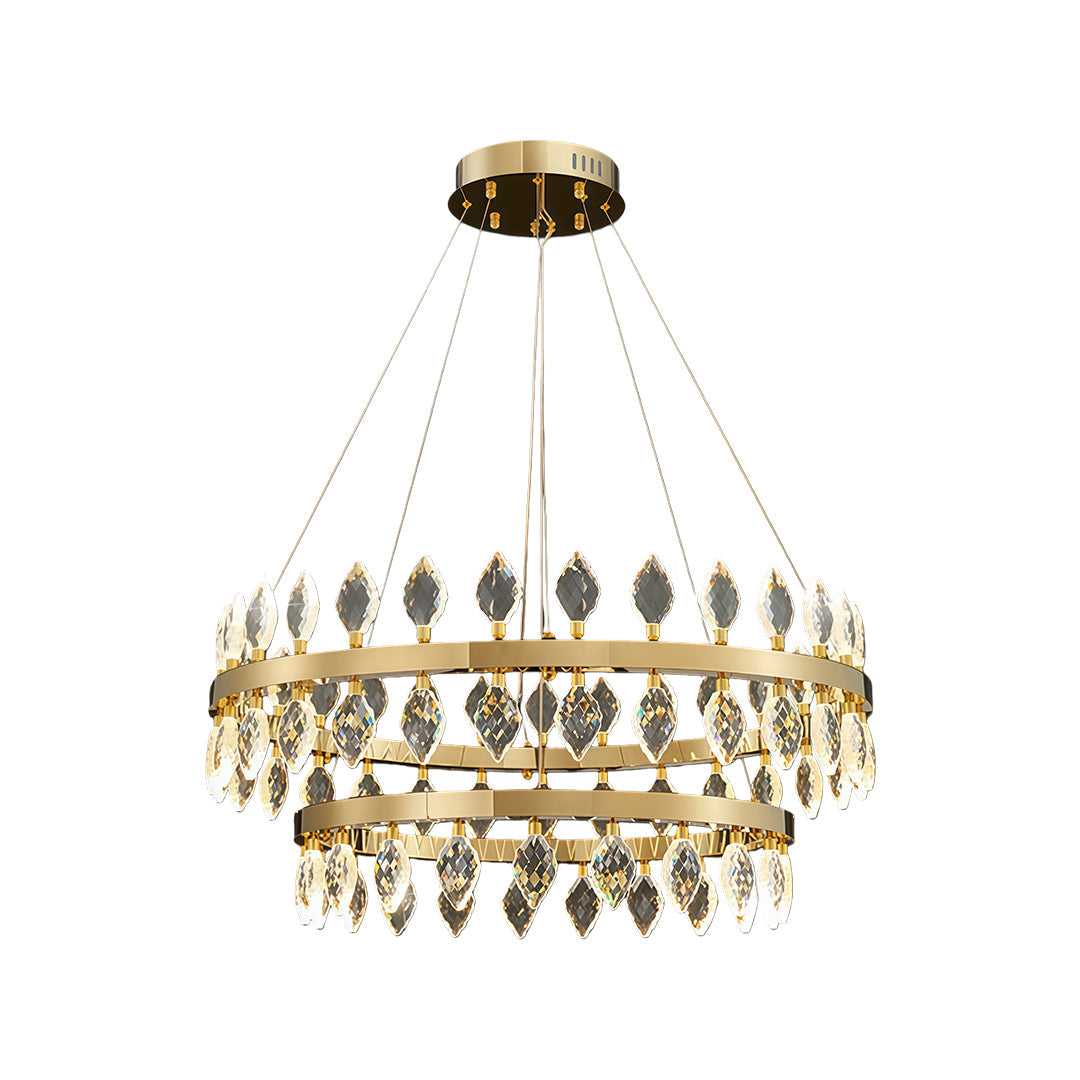 Italian Crystal Chandelier with Gold Iron Frame, Adjustable Hanging