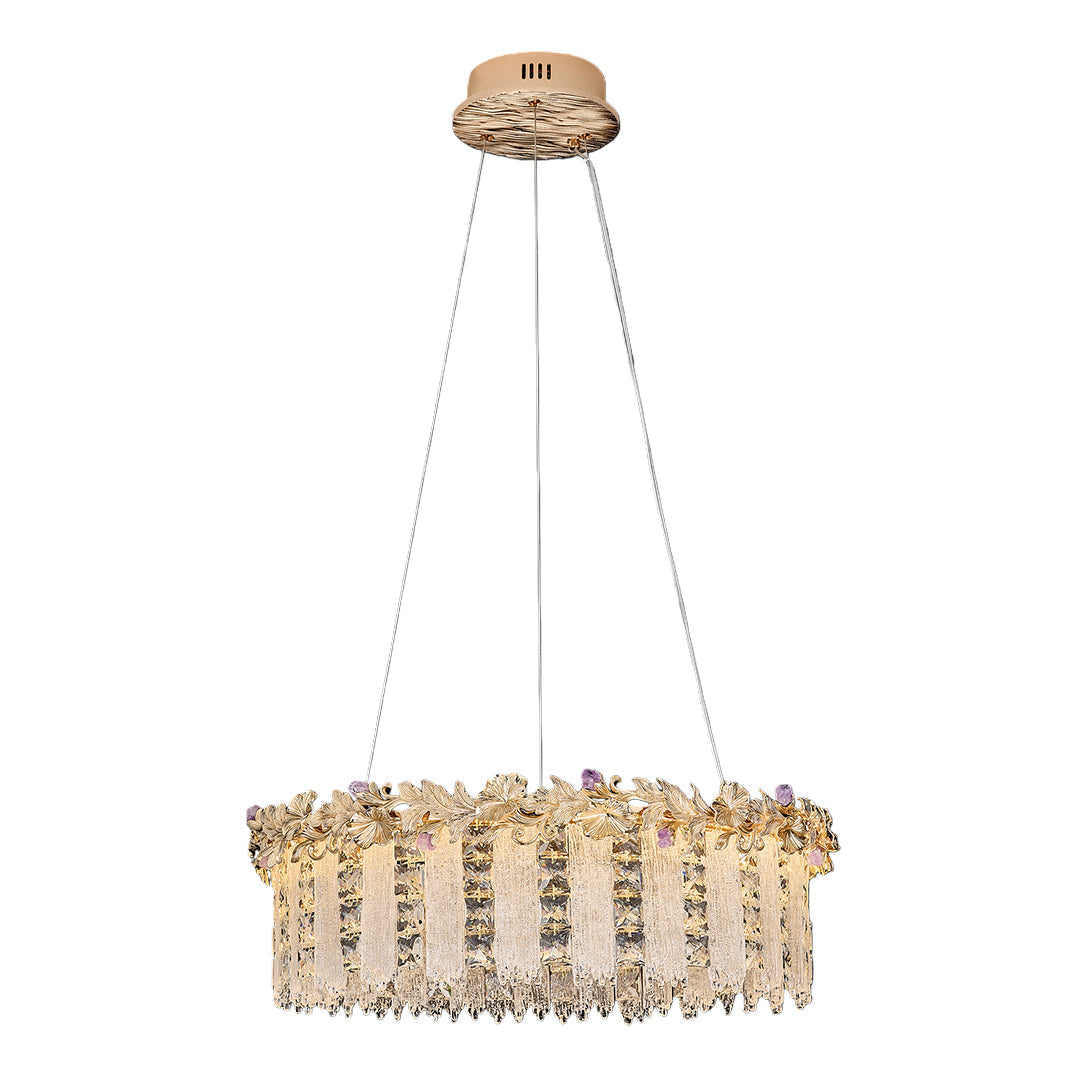 French Minimalist Crystal Chandelier in Champagne Gold Finish