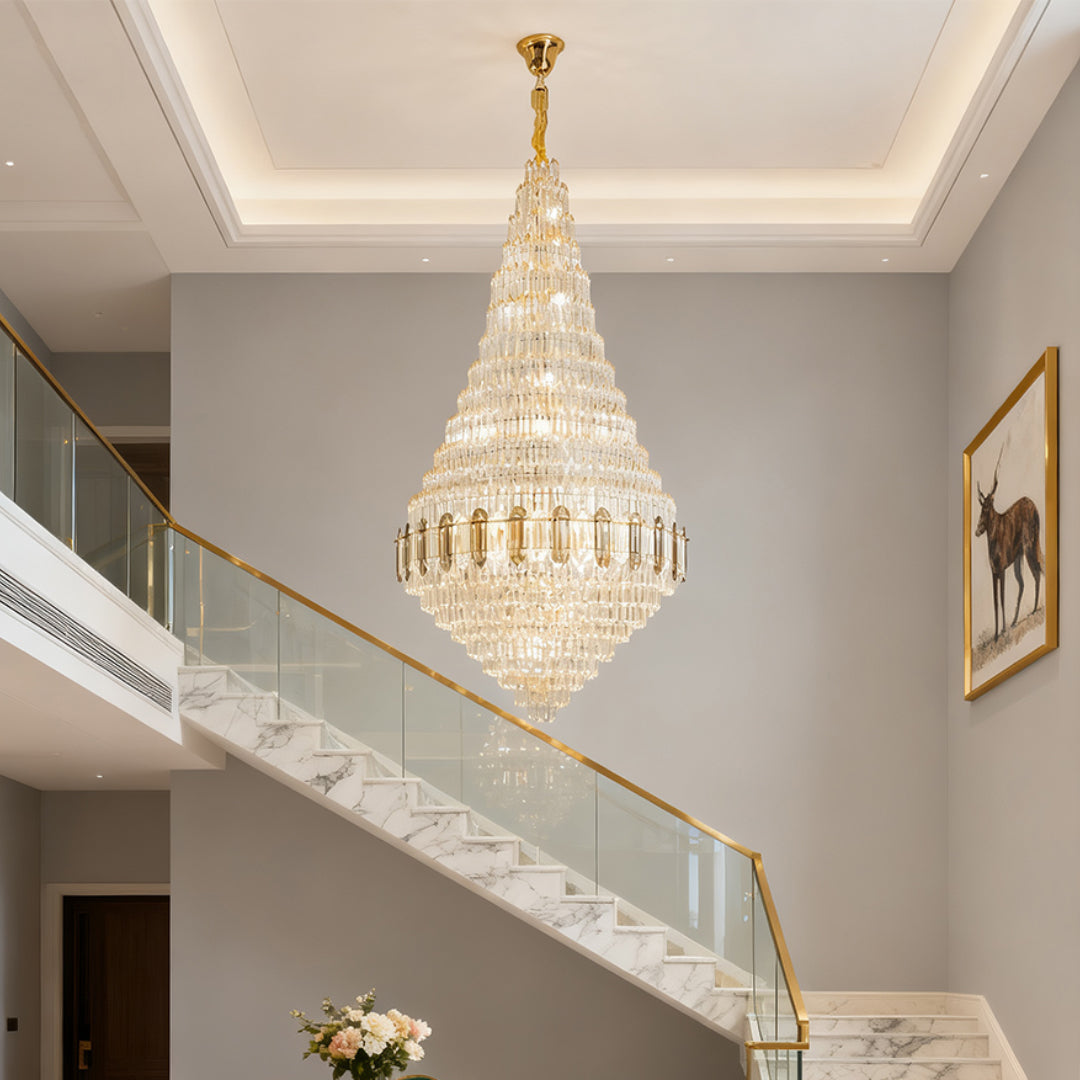 Aurelia Gold Crystal Chandelier – Large French Art Glass Pendant for Living & Dining