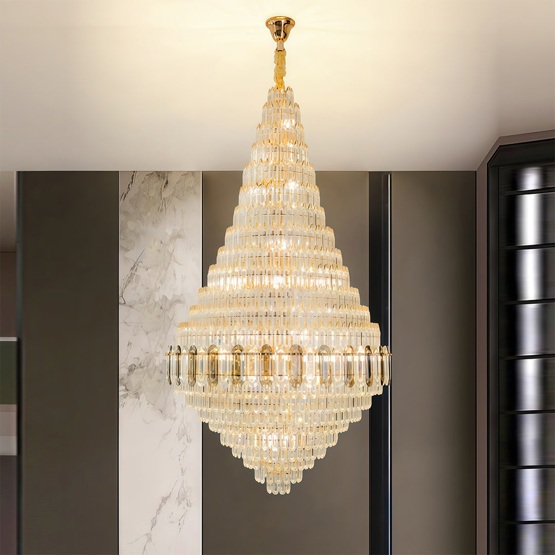 Aurelia Gold Crystal Chandelier – Large French Art Glass Pendant for Living & Dining