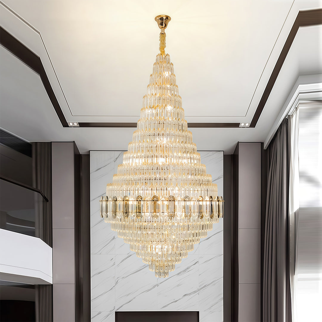 Aurelia Gold Crystal Chandelier – Large French Art Glass Pendant for Living & Dining
