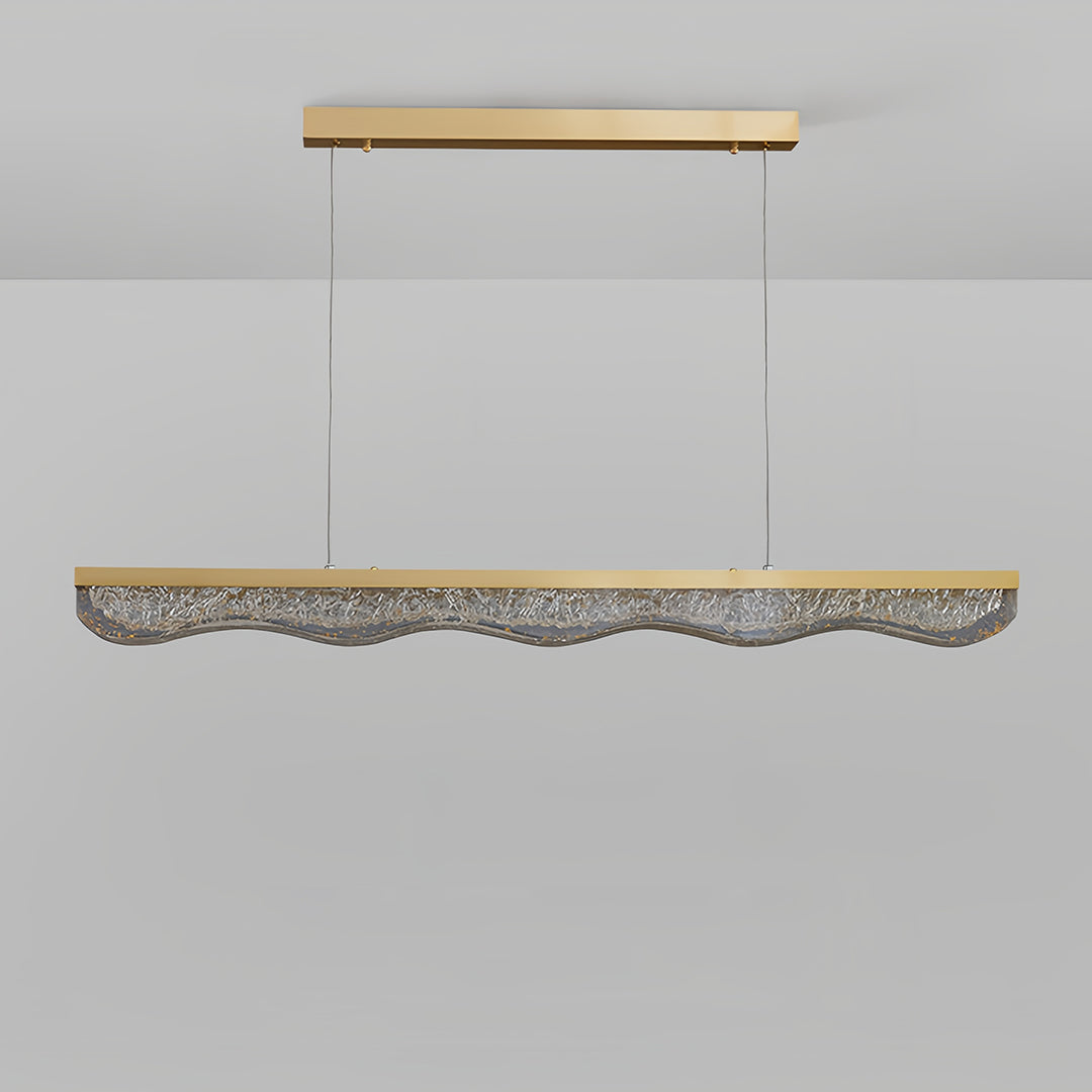 Aurelia Linear Gold Pendant Light with Crystal Resin Shade