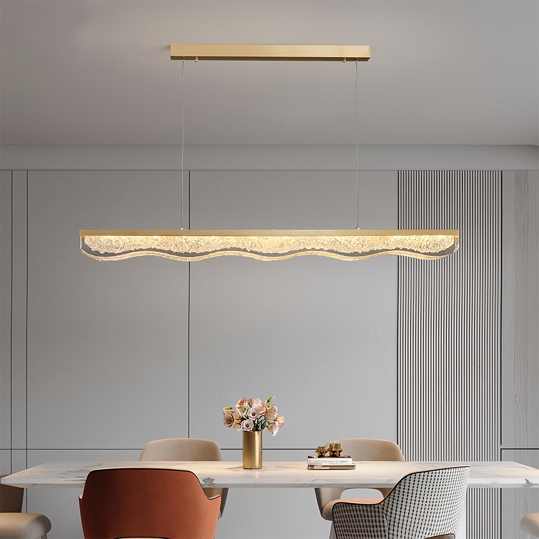 Aurelia Linear Gold Pendant Light with Crystal Resin Shade