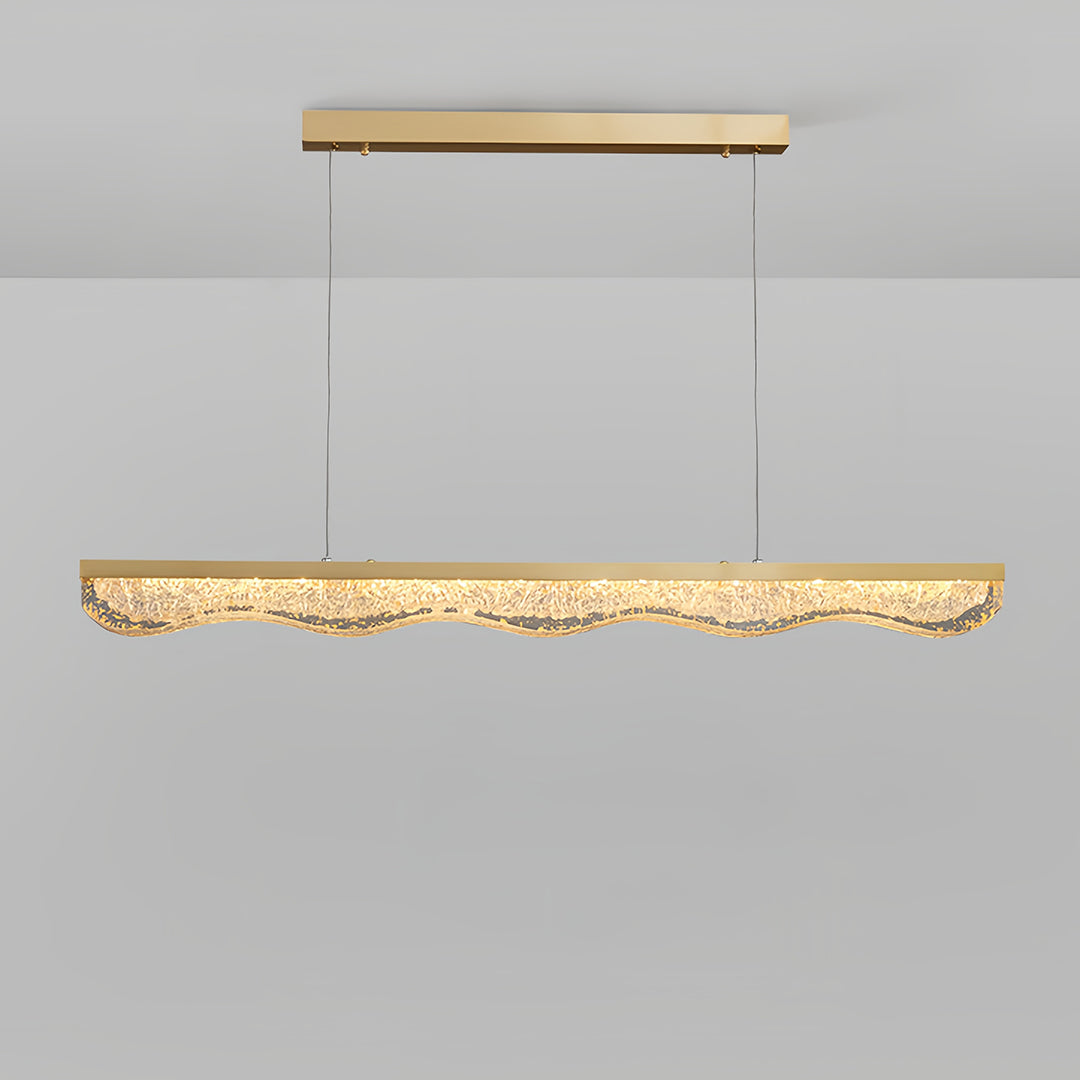 Aurelia Linear Gold Pendant Light with Crystal Resin Shade