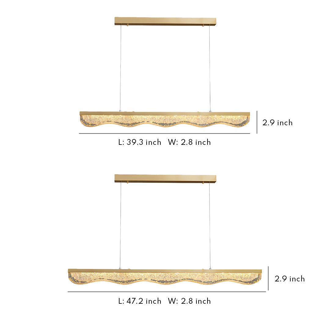 Aurelia Linear Gold Pendant Light with Crystal Resin Shade