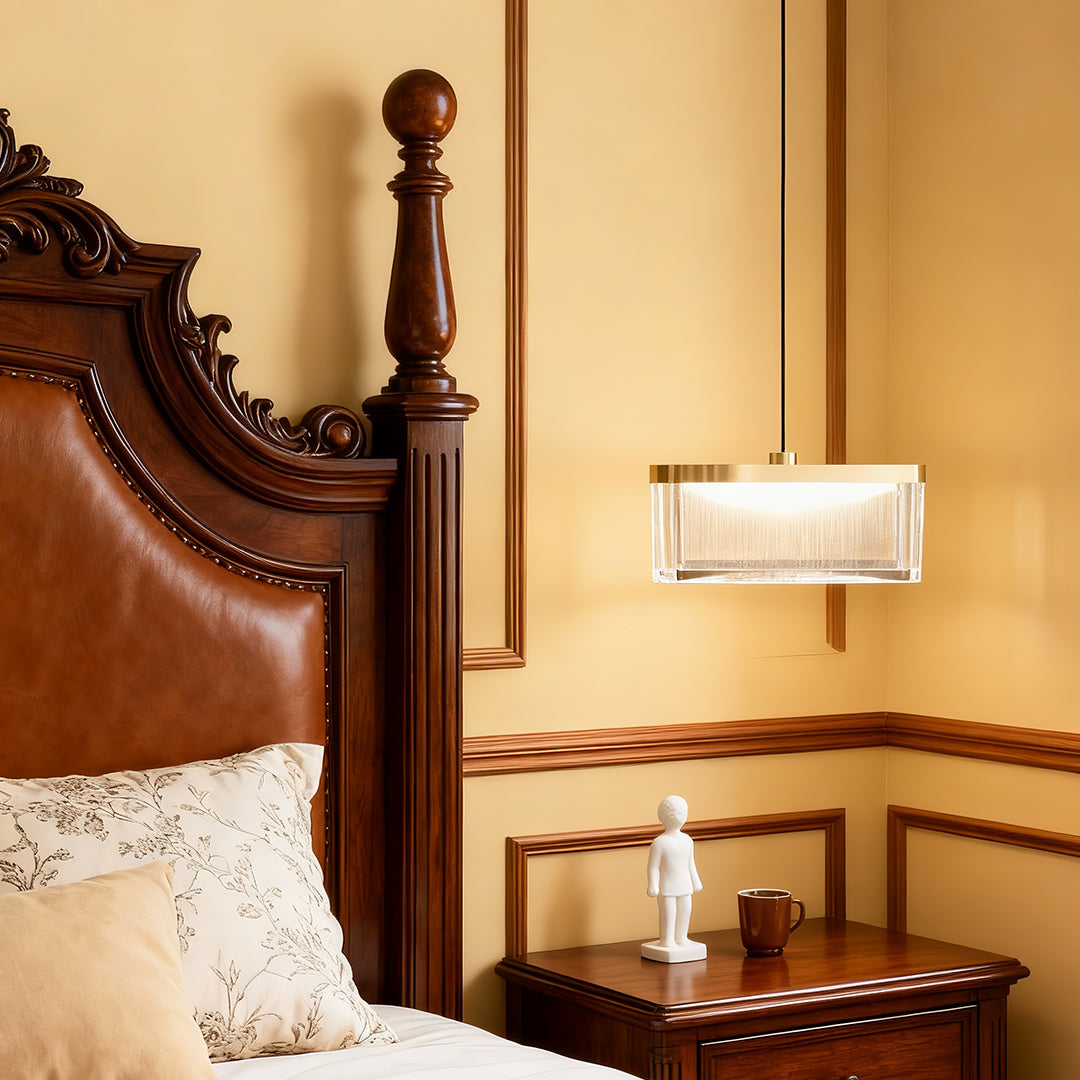 Modern Minimalist Gold Metal Pendant Light with Crystal Accent
