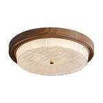 Artisan Wood Flush Mount Ceiling Light with Vintage Glass Shade